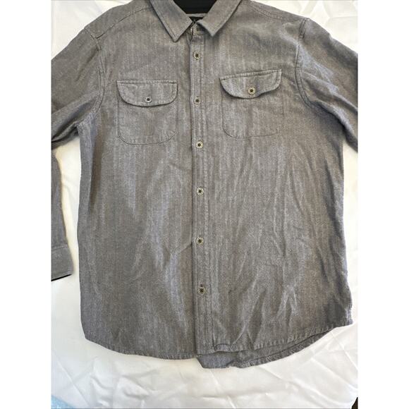 Prana Shirt Mens Large Gray Herringbone Long Sleeve Button Up Casual Nature - Picture 8 of 15